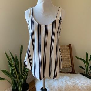 Madewell Black Singlet Side-slit Tank In Stripe